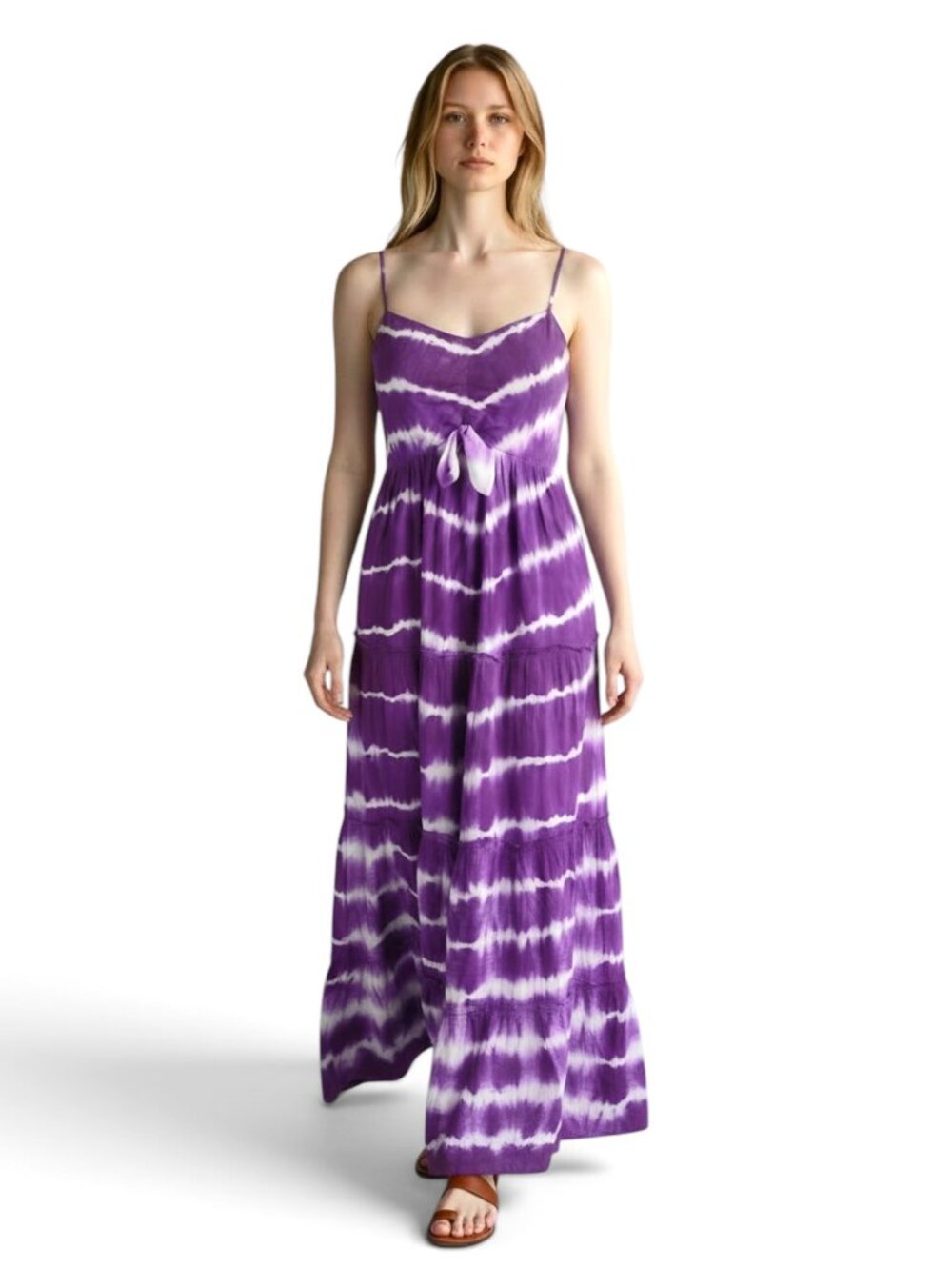 Denim & Supply Ralph Lauren Cotton Silk Purple Tie Dye Maxi Dress